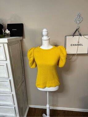 Fendi Yellow Knit Top with Branded Tag